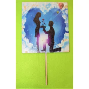   Beszúrós  Nyomtatott fa    Lánykérős kék háttérrel	1db	12x20cm 