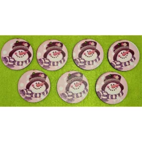   5cm kör  Nyomtatott Hóember fej fekete kalapban sállal	7db/csomag	 