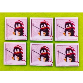   5x5cm négyzet   Nyomtatott Lékhorgász pingvin	6db/csomag	5x5cm 