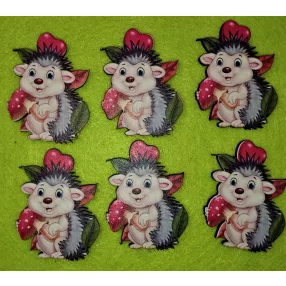   Nyomtatott Sündisznó almával és gombával	6db/csomag	4x6,2  cm 