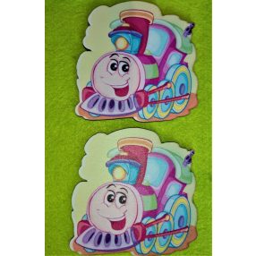   Nyomtatott fa   Aranyos vonat  nagy szemekkel 	 2db/csomag 	10x10cm 