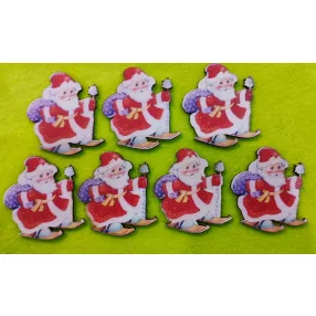 Nyomtatott fa Télapó síléccel 	7db/csomag	5x6cm 