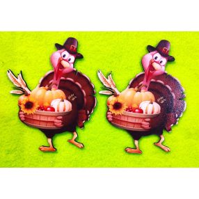  Nyomtatott fa Pulyka őszi kosárral 	2db/csomag	9,5x12cm 