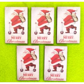 Nyomtatott  fa Télapó rollerral 	5db/csomag	7x5cm 