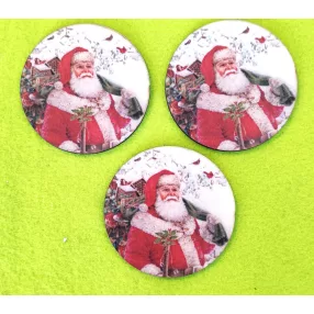  Nyomtatott  fa Kör lap télapós 	3db/ csomag 	7cm 