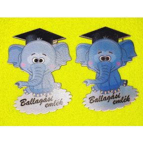   Nyomtatott Fa    Ballagó Elefánt  Ballagási emlék felirattal	2db/csomag	7x9,5cm 