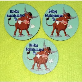   Nyomtatott ,fa alapú HDF(nem tömörfa)    Marhás    Boldog születésnapot TEE	3db/csomag	8cm