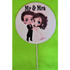 Nyomtatott fa Baba pár mr & Mrs felirattal	1db	 15x25 cm