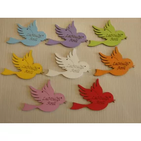 Vegyes színű,   fa La Mulţi Ani!, Madár 10x7cm 