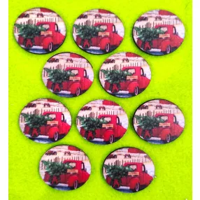 Nyomtatott fa Piros autó fenyőfával 	10db/csomag	4x3,5cm 