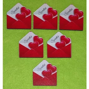   Nyomtatott fa Szíves boríték Szeretlek felirattal	6db/csomag	5cm  