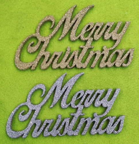 Csillámos ,fa alapú HDF(nem tömörfa)   Merry christmas	2db/csomag	15x8cm 