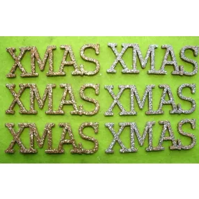   Csillámos ,fa alapú HDF(nem tömörfa)   Xmas	6 db/csomag	7,5x2,5cm  