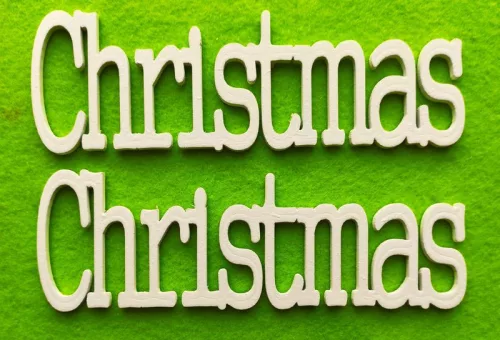 Fehér színű ,fa  alapú HDF(nem tömörfa)  Christmas	2db/csomag	15x5cm  