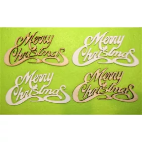    Fehér és natúr színü   ,Nyír rétegelt lemeznatúr ,Natúr,nyír rétegelt lemez    fa Merry christmas 9,5x3,6cm  4db/csomag