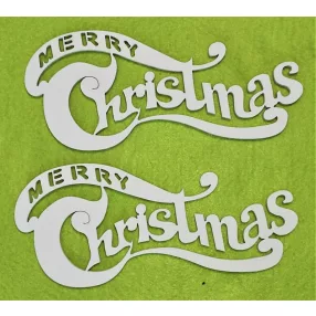   Fehér színű ,fa  alapú HDF(nem tömörfa)  Merry christmas 20x8,8cm 2db/csomag