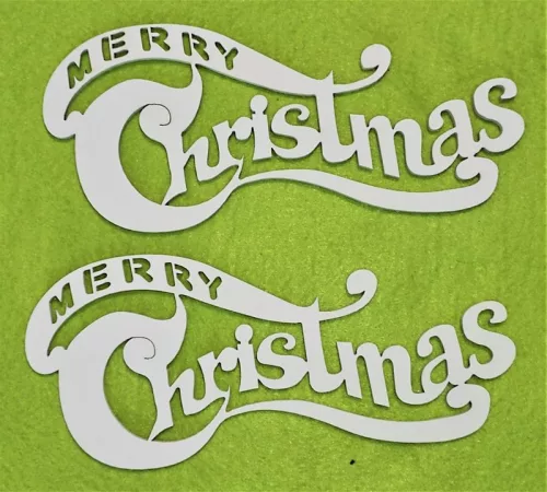 Fehér színű ,fa  alapú HDF(nem tömörfa)  Merry christmas 20x8,8cm 2db/csomag