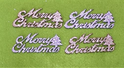 Csillámos Fa   Merry christmas fenyővel 	4db/csomag	9,5x3,6cm  