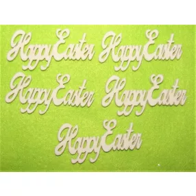 Fehér  fa Happy easter	5db/csomag	7x3,5cm  