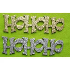   Csillámos ,fa alapú HDF(nem tömörfa)   HoHoHo 2db/csomag	17x5cm  