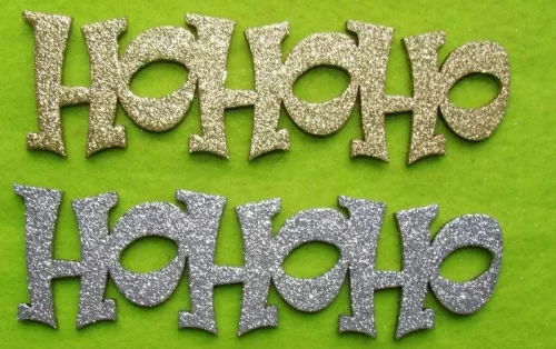 Csillámos ,fa alapú HDF(nem tömörfa)   HoHoHo 2db/csomag	17x5cm  