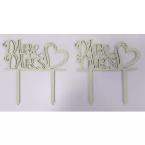     Halványzöld  színű nyír rétegelt lemez  Mr&MRS beszúrós dísz	2db/csomag	11,5x11,5cm vastagság 3mm