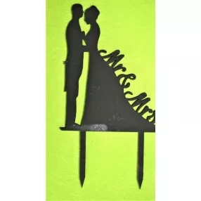    Fekete színű,nyír rétegelt lemez Mr&MRS beszúrós dísz 1db	17x9,5cm 