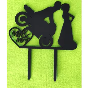    Matt Fekete színű,,nyír rétegelt lemez fa   beszúrós dísz MR & MRS Motoros	 14,5x17cm 