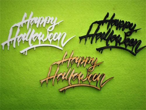 Vegyes színű  fa Happy Halloween 3db/csomag	 	12x7cm