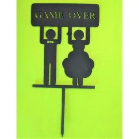   Fekete színű,nyír rétegelt lemez  beszúrós dísz ,Game Over 	1db	10x20cm 