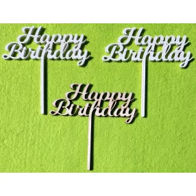    Fehér és natúr színü   ,Nyír rétegelt lemeznatúr ,Natúr,nyír rétegelt lemez  fa   Happy Birthday	 3db/ csomag	11x11cm