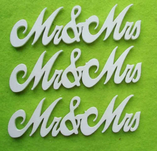 Fehér színű ,fa  alapú HDF(nem tömörfa)  MR & MRS Írót	3db/csomag 	14,5x5 cm 