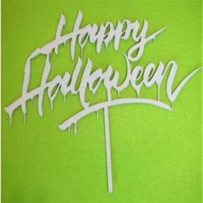   Fehér fa Beszúrós  Happy Halloween 	 1db 	19x17cm magasság