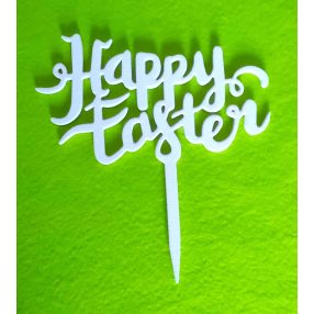    Fehér fa  beszúrós dísz   Happy easter felirattal	1db	17x22cm 