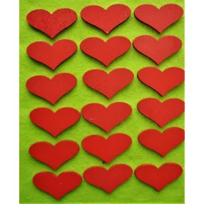    Piros színű , fa alapú HDF(nem tömörfa)   romantik szív  	18db/csomag	5x3cm 