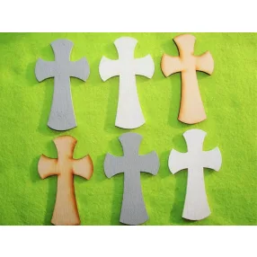   Fehér ,natúr és szürke színű  fa kereszt	6db/csomag	6x10cm