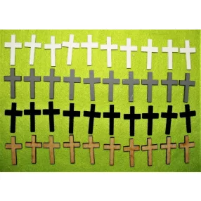 Vegyes szín fa kereszt 3,5x2cm 40db/csomag