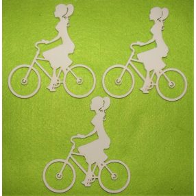 Fehér Kerékpáros  lány	3 db/csomag	10x11 cm 