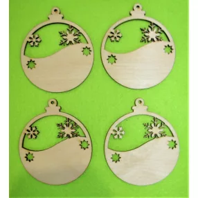   Natúr fa Hópihés  Kicsi  Karácsonyfa dísz gömb	4db / csomag	7x8cm 