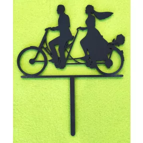   Fekete színű,nyír rétegelt lemez  Tandem kerékpáros pár	1  db	25x19,5 cm 