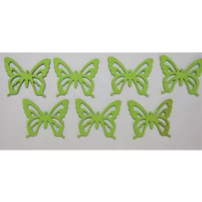Világos zöld fa  pillangó 5x4,2cm 	7db/csomag