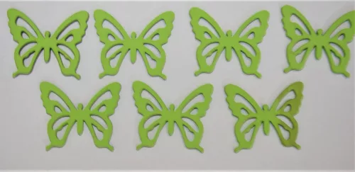 Világos zöld fa  pillangó 5x4,2cm 	7db/csomag