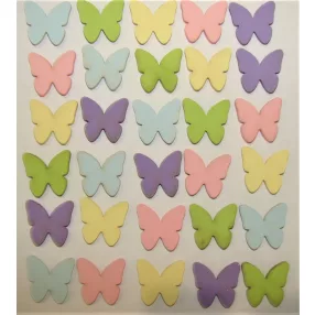 Vegyes színü fa  lepke	30db/csomag	2,5cm 