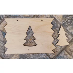    Natúr  fa Cikk-cakkos téglalap tábla + fenyő	1szett	25x17cm fenyö 7x10 