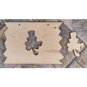    Natúr  fa Cikk-cakkos téglalap tábla + Kobold 	1szett	26x17cm Kobold 7x10 