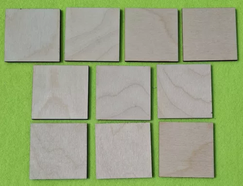 Natúr,nyír rétegelt lemez Négyzet tábla	 10db/csomag	6x6cm 
