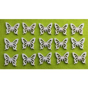 Fehér fa  pillangó 3x2,5cm15db/csomag