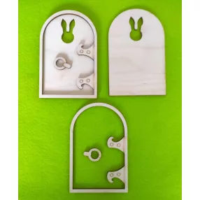 Natúr  Fa Lapra szerelt Nyuszis ajtó	2szett	9x14cm 