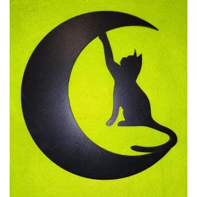 Fekete  fa  Halloween hold alap cicával 	1db	20x19,5cm