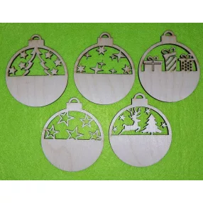 Natúr fa 5 -féle karácsonyfa dísz	5db 	6x7cm 